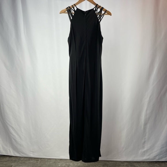 Lauren Ralph Lauren Strappy Slit Maxi Dress in Black Size 14 Petite - Picture 3 of 6